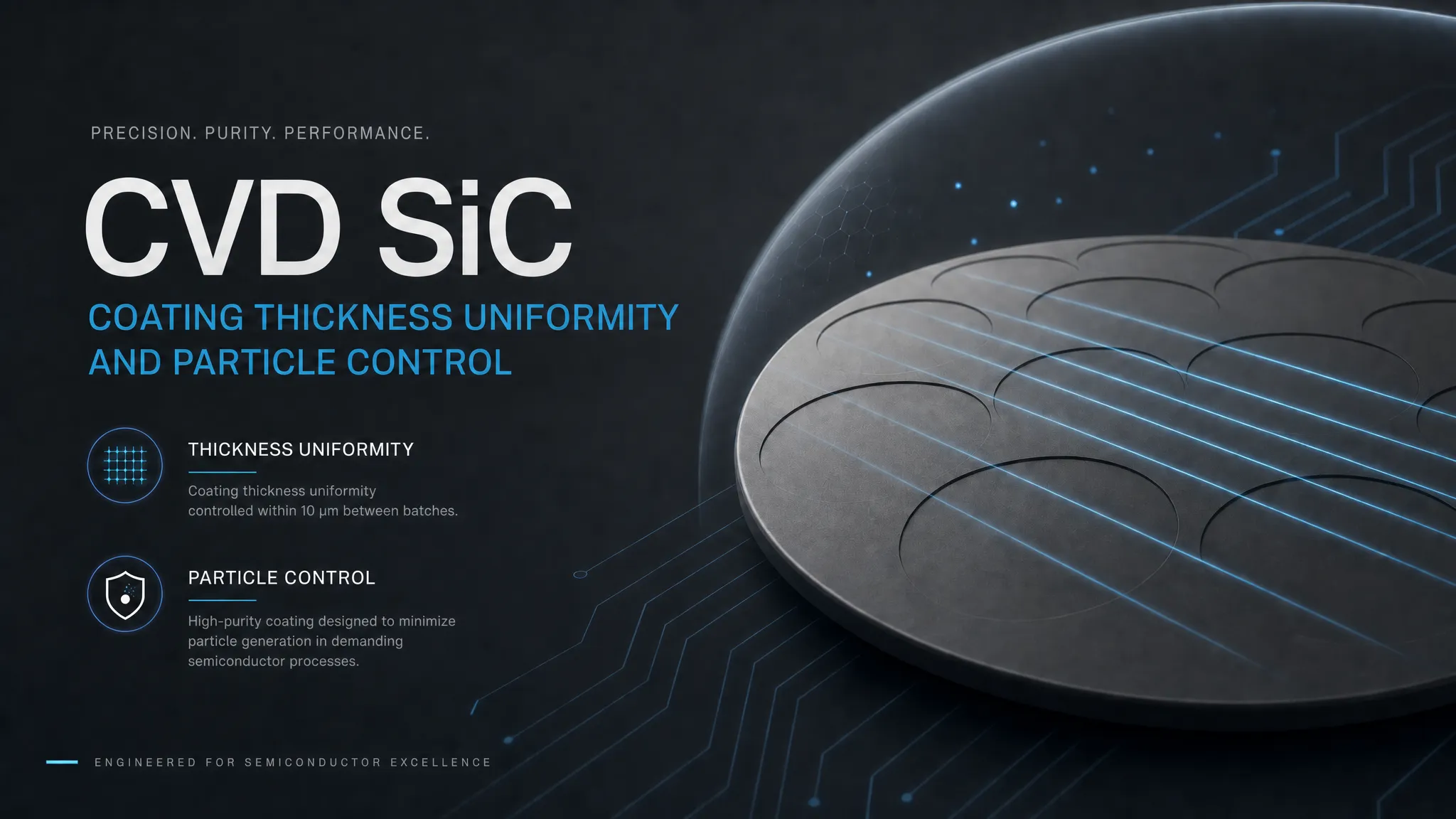 01-03 VETEK | Key Metrics for CVD SiC Coating Crassitudo Uniformitatis et Particuli Imperium